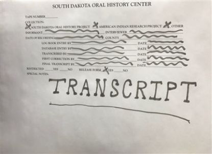 Picture of South Dakota Oral History Center Transcript Copy